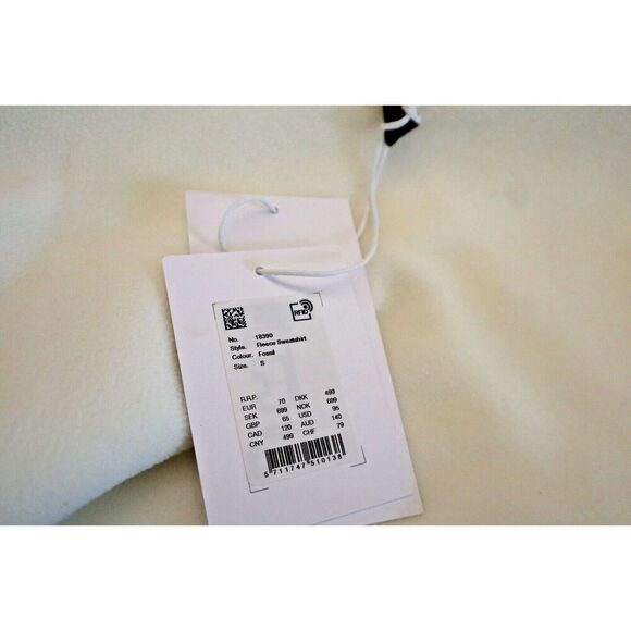 RAINS 18390 Men's Sz S Fossil Off-White L/S Fleece Pullover Sweatshirt - Picture 4 of 8